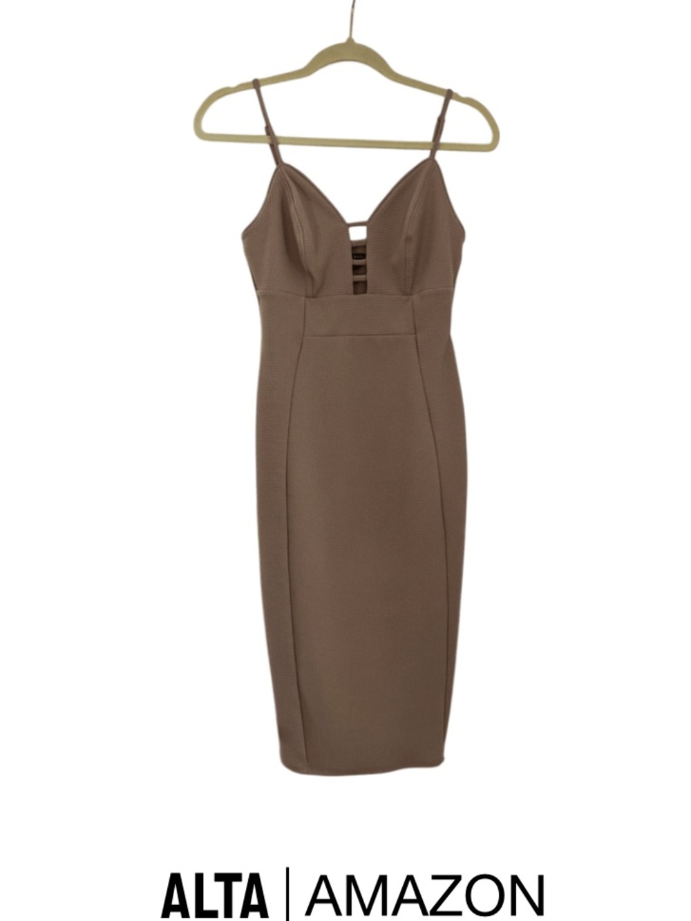 Brown Spaghetti-Strap Bodycon Dress